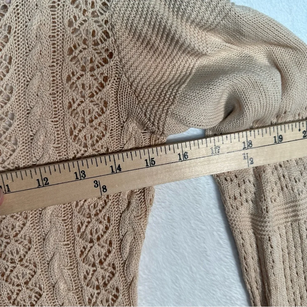 Women’s Crotchet‎ Top Cotton Blend Long Sleeve Pointelle Knit Size S Y2K Style